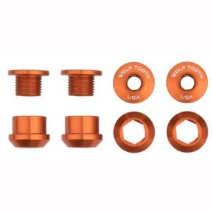 Wolf Tooth Chainring Bolts and Nuts - Set of 4 for 1X - Orange