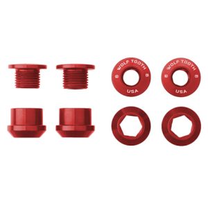 Wolf Tooth Chainring Bolts and Nuts - Set of 4 for 1X - Red