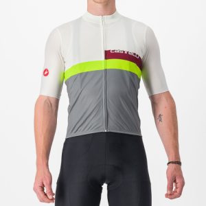 Castelli A Blocco Short Sleeve Cycling Jersey - SS22 - Ivory / Bordeaux / Electric Lime / Sedona Sage / XSmall