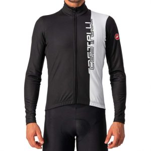 Castelli Traguardo FZ Long Sleeve Cycling Jersey - Light Black / White / Small
