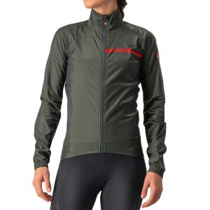 Castelli Squadra Stretch Womens Cycling Jacket - Military Green / Dark Grey / Small