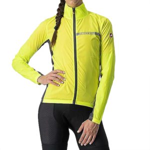 Castelli Squadra Stretch Women's Cycling Jacket - SS22 - Yellow Fluro / Dark Grey / XSmall