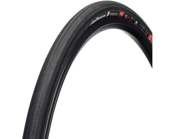 Challenge Strada Pro Handmade Tubeless Road Tire (Black) (700c) (25mm) (Folding) (SuperPoly) - 00548