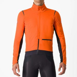 Castelli Alpha Doppio ROS Cycling Jacket - AW23 - Red Orange / Dark Grey / Black / Small