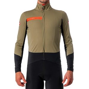 Castelli Beta RoS Cycling Jacket - Olive Green / Black / Firey Red / Large