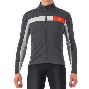 Castelli Mortirolo 6S Cycling Jacket - AW22 - Dark Grey / Silver Grey / Red Reflex / Medium