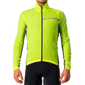 Castelli Squadra Stretch Cycling Jacket - SS22 - Yellow Fluro / Dark Grey / Small