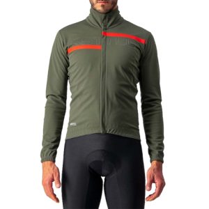 Castelli Transition 2 Cycling Jacket - Military Green / Red Reflex / Small