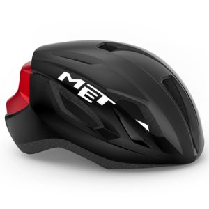 MET Strale Road Cycling Helmet - Black / Red Metalic / Medium / 56cm / 58cm