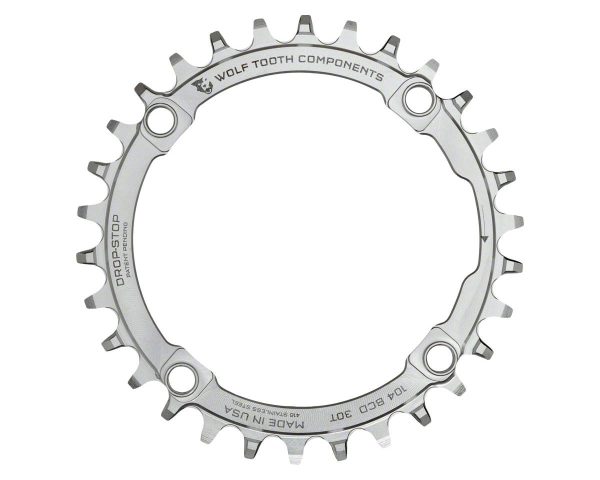 Wolf Tooth Components Stainless Steel Chainring (Silver) (104mm BCD) (Drop-Stop A) (S... - SST-10430