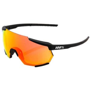 100percent Racetrap Mirror Sunglasses Zwart Hiper Red Multilayer Mirror/CAT2 + Clear/CAT0