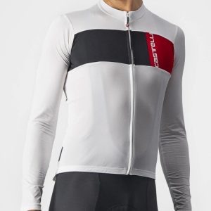 Castelli Prologo 7 Long Sleeve Cycling Jersey - SS23 - Ivory / Light Black / Red / Small