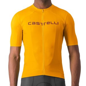 Castelli Prologo Lite Short Sleeve Jersey (Goldenrod/Deep Bordeaux) (M)