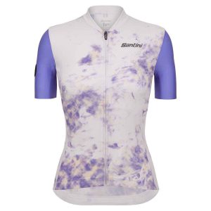 Santini Marble Slim Fit Short Sleeve Jersey Paars 2XS Vrouw
