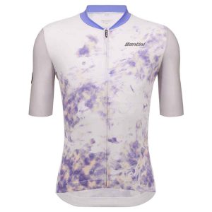 Santini Marble Sllim Fit Short Sleeve Jersey Paars XS Man