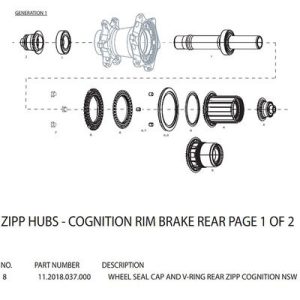Zipp Cognition Rear Hub Driveside Seal Cap And V-ring Sealant Zwart