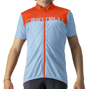 Castelli Neo Prologo Short Sleeve Youth Jersey (Baby Blue/Scarlet Lava) (Youth XL)