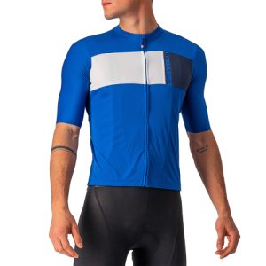 Castelli Prologo 7 Short Sleeve Cycling Jersey - Azzuro Italia / Ivory / Savile Blue / Small