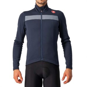 Castelli Puro 3 Long Sleeve Cycling Jersey - Savile Blue / Silver Reflex / Small