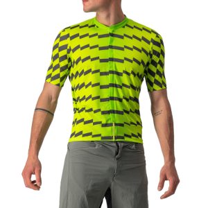 Castelli Unlimited Sterrato Short Sleeve Cycling Jersey - Electric Lime / Dark Grey / Medium