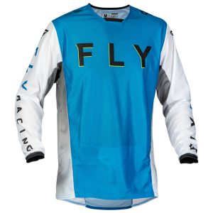 Fly Racing Kinetic Mesh Kore Long Sleeve Jersey (Blue/White/Hi-Vis Yellow) (L)