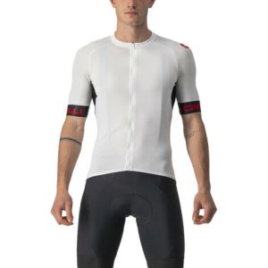 Castelli Entrata VI Short Sleeve Cycling Jersey - SS24 - Ivory / Light Black / Red / 2XLarge