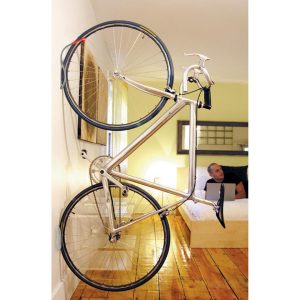 Delta Leonardo Wall Storage Bike Rack (Silver/Red) (w/ Wheel Tray) (1 Bike)