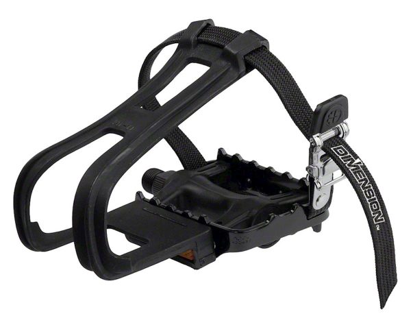 Dimension Compe Combo Pedal & Toe Clip Set (Black) (9/16") (Plastic)