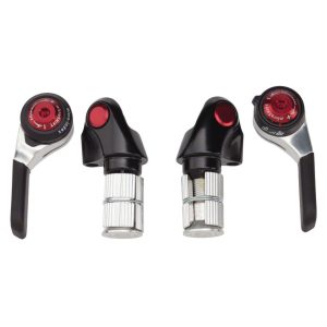 Microshift Road Bar End Shifters (Silver/Red) (Pair) (2/3 x 10 Speed) (Shimano Compatible)