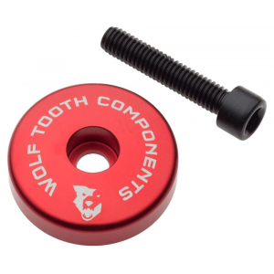 Wolf Tooth Components | Ultralight Stem Cap With Integrated Spacer | Red | 5Mm Spacer | Aluminum