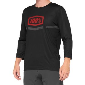 100% Airmatic 3/4 Sleeve Jersey (Black/Red) (M)