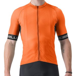 Castelli Entrata VI Short Sleeve Jersey (Brilliant Orange/Dark Grey Ivory) (XL)