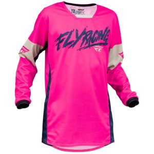 Fly Racing Youth Kinetic Khaos Jersey (Pink/Navy/Tan) (Youth L)