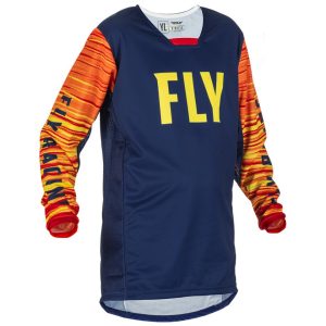 Fly Racing Youth Kinetic Wave Jersey (Navy/Yellow/Red) (Youth XL)