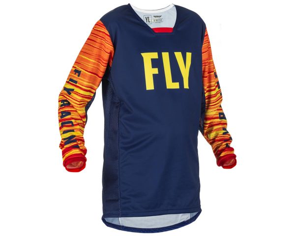 Fly Racing Youth Kinetic Wave Jersey (Navy/Yellow/Red) (Youth XL)