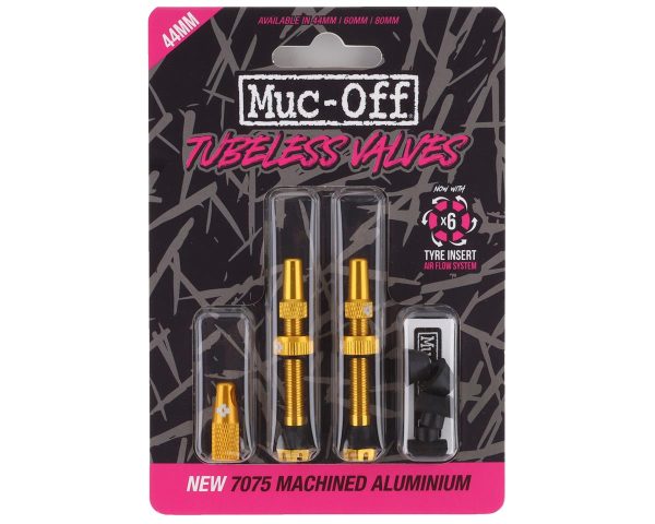 Muc-Off V2 Tubeless Presta Valves (Gold) (Pair) (44mm)