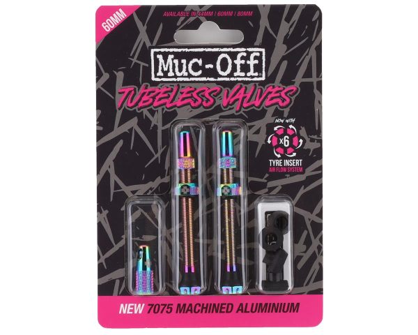 Muc-Off V2 Tubeless Presta Valves (Iridescent) (Pair) (60mm)