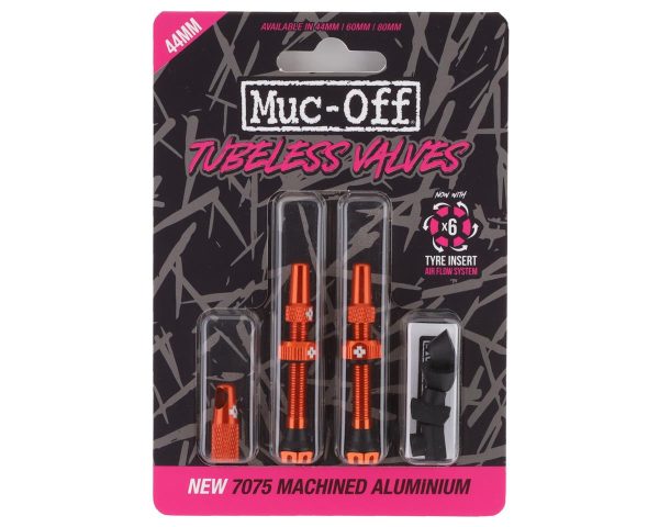 Muc-Off V2 Tubeless Presta Valves (Orange) (Pair) (44mm)