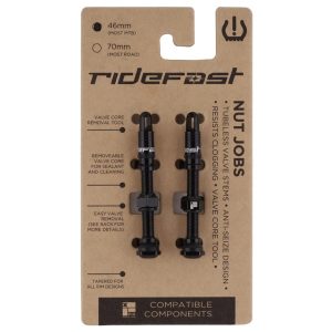 RideFast Nut Jobs Tubeless Presta Valves (Black) (46mm)