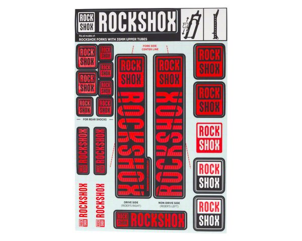 RockShox Fork Decal Kit (Red) (For Forks with 35mm Upper Tubes)