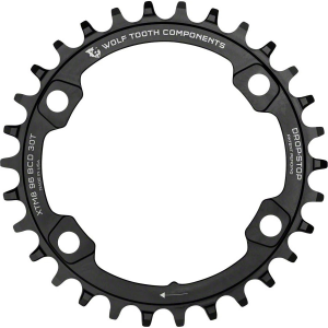 Wolf Tooth Components | 96Bcd Chainrings For Xt M8000 38T, 96 Asymmetric Bcd, 4-Bolt, Drop-Stop, Xt M8000 And Slx M7000, Black | Aluminum