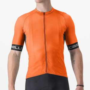 Castelli Entrata VI Short Sleeve Cycling Jersey - SS24 - Brilliant Orange / Dark Grey / Ivory / XSmall