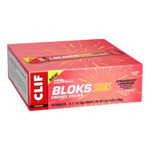 Clif Bar Shot Bloks Energy Chews (Sour Strawberry Lemonade) (18 | 2.1oz Packets) (w/ Caffeine)