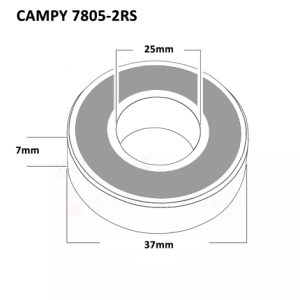 Replacement Bottom Bracket Bearings - Silver / Single / Angular Contact / Campag 37mm x 25mm x 7mm