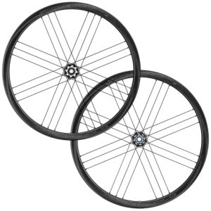 Campagnolo Bora WTO 33 Dark Carbon Disc Clincher Road Wheelset - Dark Label / Campagnolo / 12mm Front - 142x12mm Rear / Centerlock / Pair / 11-12 Speed / Clincher / 700c