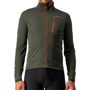 Castelli Go Cycling Jacket - AW24 - Military Green / Firey Red / Small