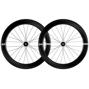 Enve Foundation 65 Disc Carbon Clincher Road Wheelset - 700c - Black / 12mm Front - 142x12mm Rear / Shimano / Centerlock / Pair / 10-11 Speed / Clincher / 700c