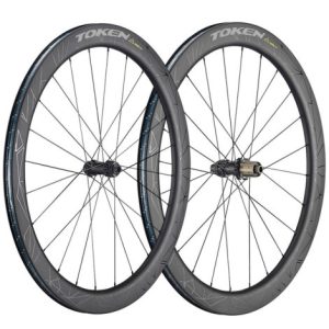 Token Prime Konax Pro Carbon Disc Clincher Road Wheelset - 700c - Black / SRAM / Shimano / 12mm Front - 142x12mm Rear / Pair / 11-12 Speed / Clincher / 700c