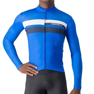 Castelli Lineare Long Sleeve Jersey (Azzurro Italia/Belgian Blue/White) (L)