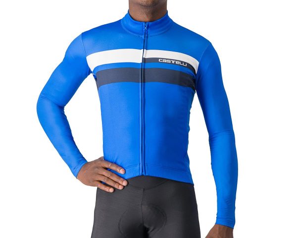 Castelli Lineare Long Sleeve Jersey (Azzurro Italia/Belgian Blue/White) (L)